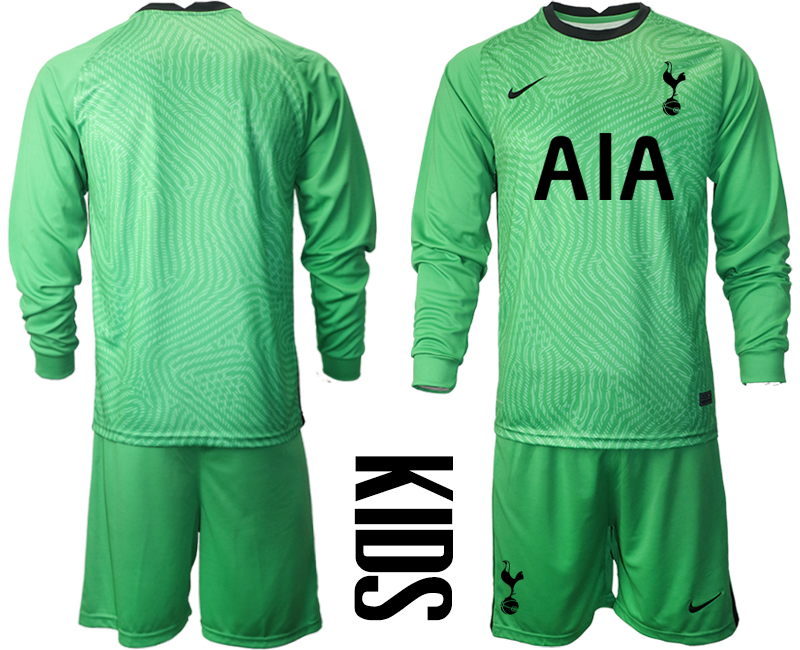 Cheap 2021 Tottenham Hotspur green goalkeeper long sleeve youth soccer jerseys